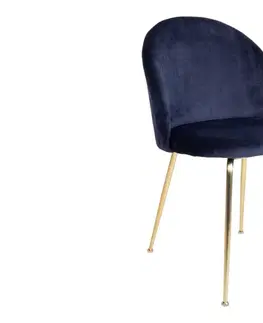 Stoličky - moderné Norddan 21268 Dizajnová stolička Ernesto, modrá / mosadz