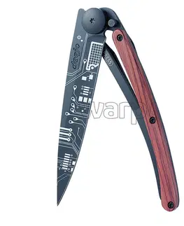 Outdoorové nože vreckový nôž Deejo 1GB150 Tattoo black 37g, coralwood Circuit Board