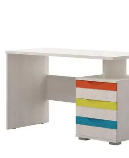 Moderné kancelárske stoly Psací Stůl JOY-KS3 polar pine/mango/lime/torquise