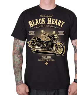 Pánske tričká Tričko BLACK HEART Harley čierna - L