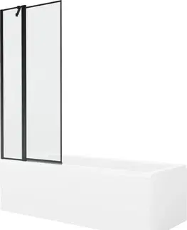Sprchové dvere MEXEN/S - Cubik obdĺžniková vaňa 160 x 70 cm s panelom + vaňová zástena 80 cm, čierna vzor 550316070X9408117070