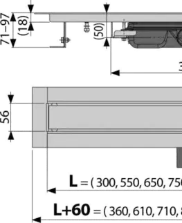 Sprchovacie kúty Alcadrain Podlahový žľab bez okraja s roštom na vloženie dlažby APZ115-750 APZ115-750