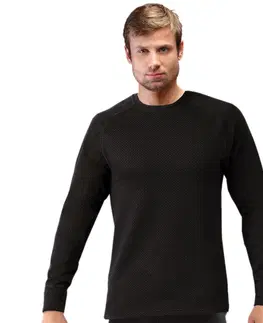 Pánske termo tričká s dlhým rukávom Unisex tričko s dlhým rukávom Merino čierna - XS