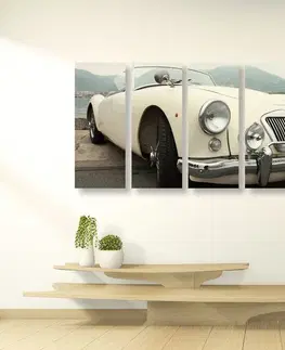 Obrazy autá 5-dielny obraz biely luxusný veterán