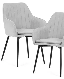 Bývanie a doplnky Súprava jedálenských polstrovaných stoličiek 2 ks, strieborná, 53 x 80 x 62 cm