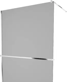 Sprchové dvere MEXEN/S - KIOTO Sprchová zástena WALK-IN s poličkou a držiakom uterákov 120 x 200, grafit 8 mm, chróm 800-120-121-01-40
