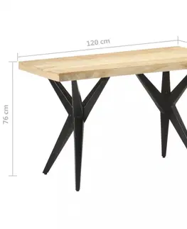 Jedálenské stoly Jedálenský stôl masívne drevo / oceľ Dekorhome 200x90x76 cm