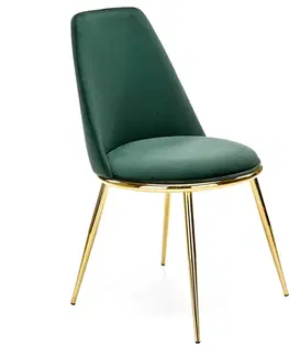 Jedálenské stoličky HALMAR K460 jedálenská stolička tmavozelená / zlatá
