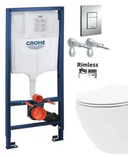 Záchody Rapid SL pre závesné WC 38528SET s chrómovou doskou + WC REA Carlo Flat Mini Rimlesss + SEDADLO 38772001 CF1
