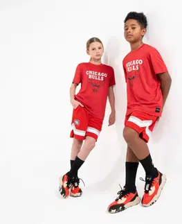 nohavice Detské basketbalové šortky SH 900 NBA Chicago Bull červené