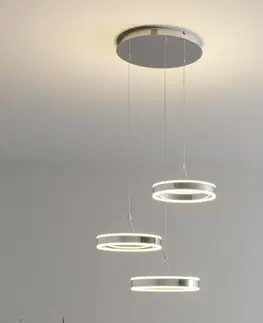 Závesné svietidlá Lucande Závesné LED svietidlo Lyani 3 krúžky výška rôzna