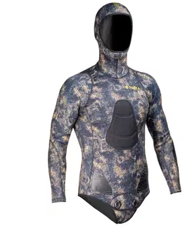 bundy a vesty Maskovacia bunda SPF 500 neoprénová 3 mm na podmorský rybolov bez prístroja