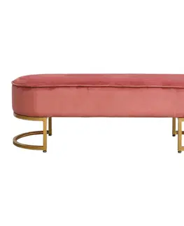 Taburetky Dizajnová lavica, ružová Velvet látka/gold chróm-zlatý, MIRILA NEW