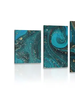 Abstraktné obrazy 5-dielny obraz smaragdová abstrakcia