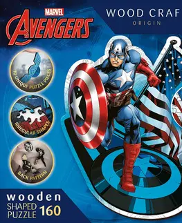 Hračky puzzle TREFL -  Drevené puzzle 160 dielikov - Nebojácny Kapitán America / Disney Marvel Heroes