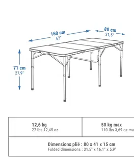 kemping Veľký skladací kempingový stôl pre 6 až 8 osôb