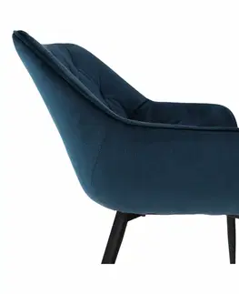 Stoličky Dizajnové kreslo, modrá Velvet látka, FEDRIS