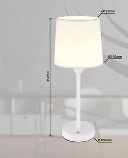 Stolové lampy Globo LED dobíjacia stolová lampa Lunki, biela, výška 35 cm, látka, CCT