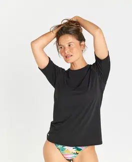 surf Dámske voľné tričko s ochranou proti UV krátky rukáv čierne