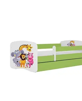 Jednolôžkové postele Detská Posteľ. Babydreams+Sz+M Zelená 70x140 Zoo