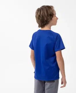 nohavice Detské turistické tričko MH500 7-15 rokov tmavomodré