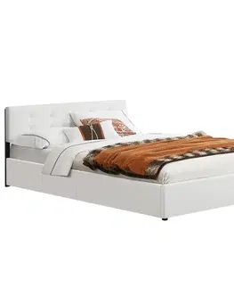 Postele Juskys Čalúnená posteľ ,,Marbella" 140 x 200 cm - biela