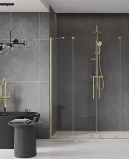 Sprchovacie kúty MEXEN/S - Velar Duo posuvné sprchové dvere 180, transparent, zlato kartáčovaná 871-180-000-02-55