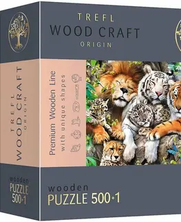 Hračky puzzle TREFL - Drevené puzzle 501 - Divoké mačky v džungli