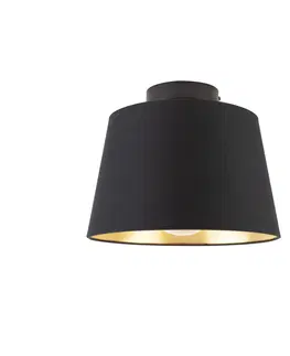 Stropne svietidla Stropná lampa s bavlneným tienidlom čierna so zlatom 25 cm - čierna Combi