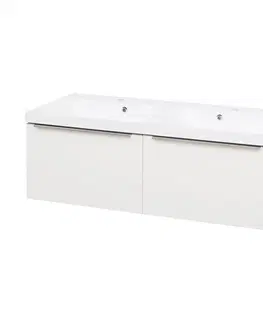 Kúpeľňový nábytok MEREO - Mailo, kúpeľňová skrinka s umývadlom z liateho mramoru 121 cm, biela, chróm madlo CN518M