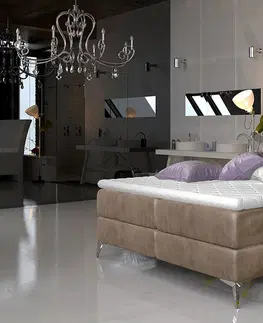 Postele NABBI Amika 160 čalúnená manželská posteľ s úložným priestorom hnedá