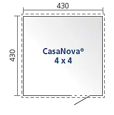 CASANOVA Biohort Záhradný domček BIOHORT CasaNova 430 x 430 (strieborná metalíza) orientace dverí vpravo