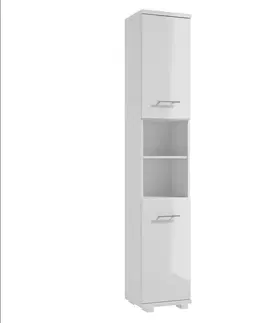 Vysoké kúpeľňové skrinky Vysoká skrinka do kúpeľne Bari C35 2D0S DSM biela