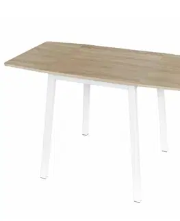 Jedálenské stoly Jedálenský stôl, MDF fóliovaná/kov, dub sonoma/biela, 60-120x60 cm, MAURO