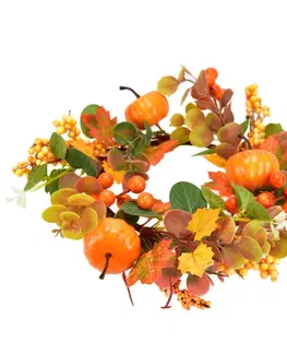 Kvety Jesenný veniec s tekvičkami a eukalyptom, 25 cm