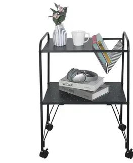 Konferenčné stolíky Príručný stolík pojazdný, viacúčelový, kov/plast, čierna, KORETE