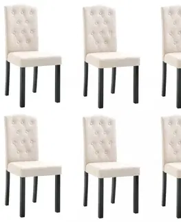 Jedálenské stoličky a kreslá Jedálenská stolička 6 ks látka / kaučukovník Dekorhome Krémová