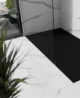 Vane MEXEN/S - Stone+ obdĺžniková sprchová vanička 180 x 90, čierna, mriežka čierna 44709018-B