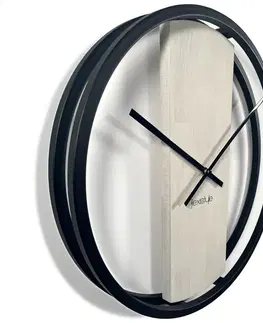Hodiny Dubové hodiny Loft Round kovové 50cm, z231 biela