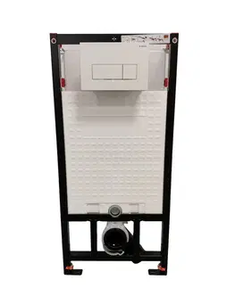 Záchody DEANTE Podstavný rám, pre závesné WC misy + SLIM tlačidlo bílé  + WC CERSANIT DELFI + SEDADLO CST_WC01 A51P DE1