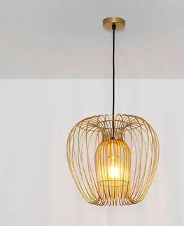 Závesné svietidlá Holländer Závesná lampa Protetto, zlatá, Ø 34 cm