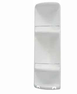 Regály a poličky GEDY 7081 CAESAR trojposchodová rohová polička do sprchy 22,6 x 71 x 16 cm, ABS plast, biela