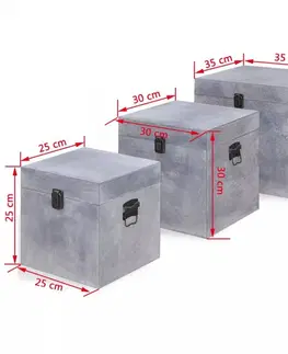Úložné boxy Úložný box 3 ks betón Dekorhome