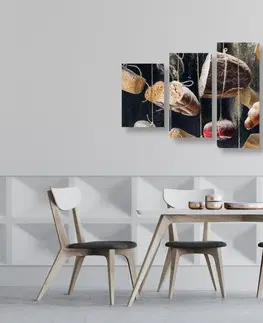 Obrazy jedlá a nápoje 5-dielny obraz visiace pečivo na lane