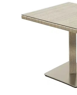 Stolčeky DEOKORK Záhradný ratanový stôl GINA 80x80 cm (sivo-béžový)