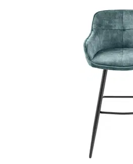Barové stoličky LuxD Dizajnová barová stolička Natasha petrolejový zamat