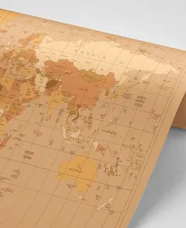 Tapety mapy Tapeta mapa sveta v béžovom odtieni