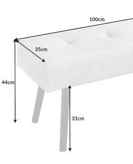 Lavice do jedálne LuxD Dizajnová lavica Bailey 100 cm biela