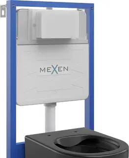 Kúpeľňa MEXEN/S - WC predstenová inštalačná sada Fenix Slim s misou WC Sofia, čierna mat 6103354XX85