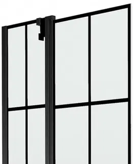 Sprchové dvere MEXEN - Flip vaňová zástena 1-krídlo 80 x 150 cm, čierna vzor, čierna 894-080-101-70-77